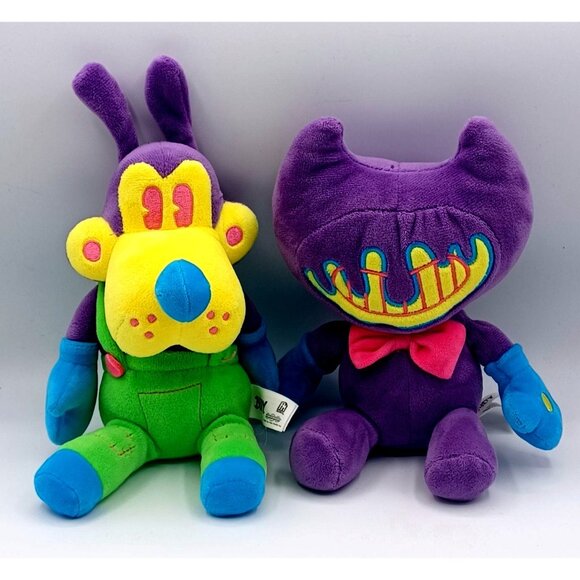 Bendy & Boris The Wolf 10" Plush Toys Glow In The Dark Neon Ink Stuffed Animals - Picture 4 of 10